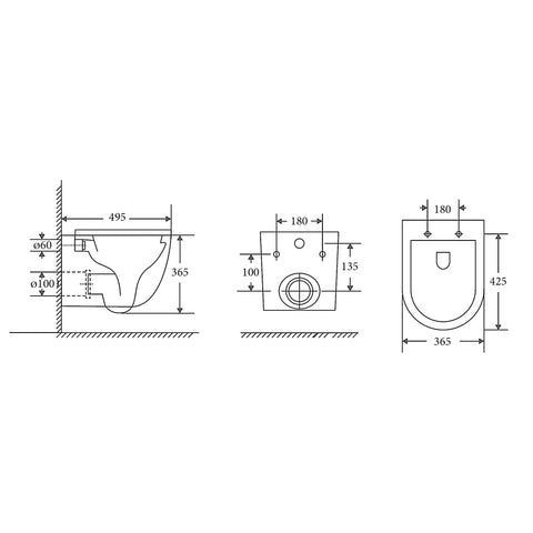 Geberit In Wall Package - Tornado Rimless Wall Hung Pan, Inwall Cistern and Button