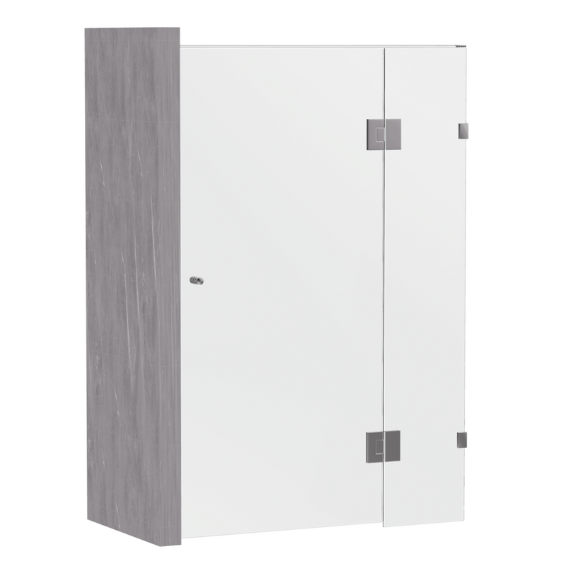 SS33 Semi Frameless Wall to Wall Hinged Door Shower Screen - Various Colours & Sizes
