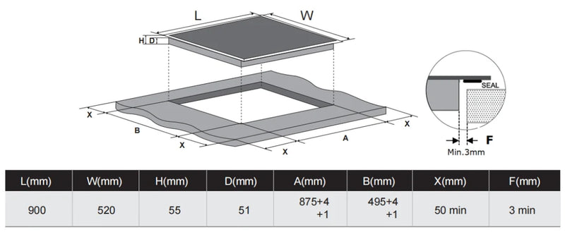 Carysil Built-In Ceramic Hob Cooktop 90CM