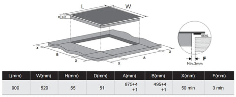 Carysil Built-In Ceramic Hob Cooktop 90CM