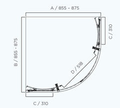 SS23 Corner Sliding Shower Screen 875x875mm /  970x970mm - Chrome