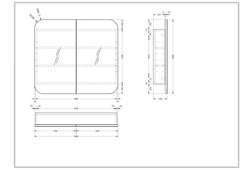 Soft Square Mirror Cabinet Pencil Edge 750/900/1200mm - Matte White / Woodgrain