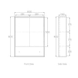 Mirror Cabinet with Open Shelf Pencil Edge - 600/750/900/1200x800mm - Various Colours