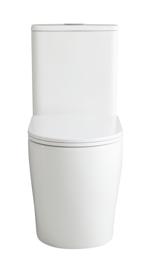 CE Raised Height Back To Wall Tornado Rimless Flush Toilet Suite with Soft Close Seat - Gloss White (4 Star)