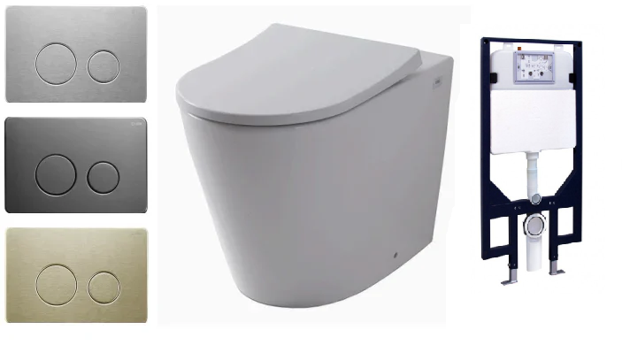 R&T In Wall Package - Tornado Rimless Wall Hung Pan, Inwall Cistern and Button