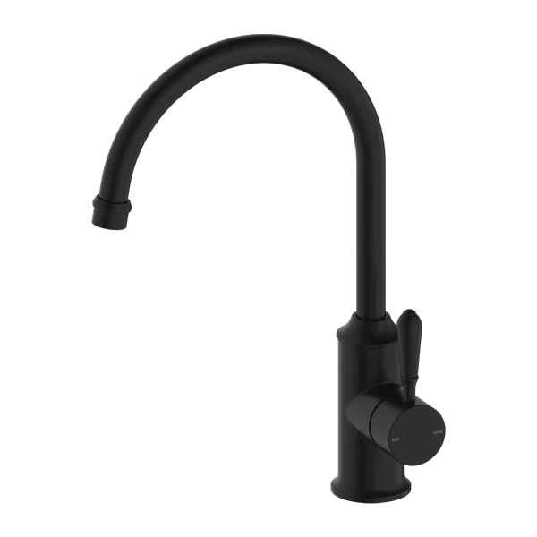 York Kitchen / Laundry Sink Mixer Goosneck Spout With Metal / Porcelain Lever - Various Colours