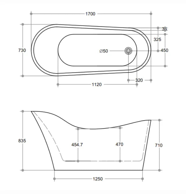 Oval Freestanding Bath 1400 / 1500 / 1700 mm - Gloss White
