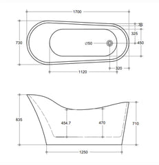 Oval Freestanding Bath 1400 / 1500 / 1700 mm - Gloss White