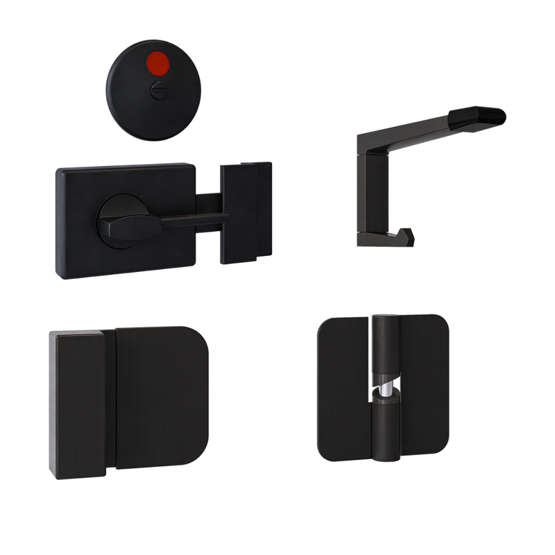 106C Ambulant Gravity Hinge Kit in Designer Black - 106C-LHHC3-300AMB-202C-101C-BLK (Left Hand; Hold Closed)