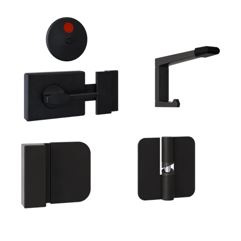 106C Ambulant Gravity Hinge Kit in Designer Black - 106C-LHHC3-300AMB-202C-101C-BLK (Left Hand; Hold Closed)