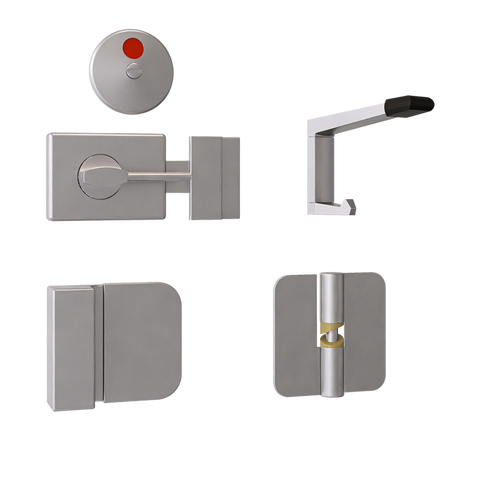 106C Ambulant Gravity Hinge Kit in Satin Chrome Plate - 106C-RHHC3-300AMB-202C-101C-SCP (Right Hand; Hold Closed)