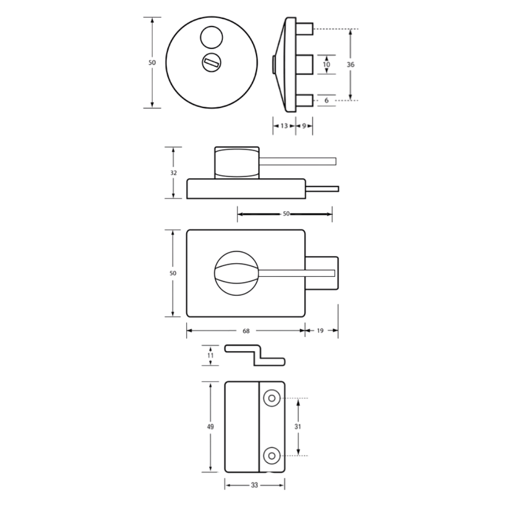 300 Ambulant Lock & Indicator Set LH in Satin Chrome Plate - 300_LHAMBLOCK_SCP