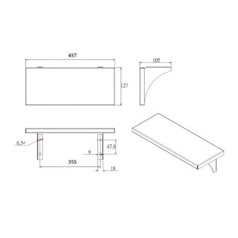 457mm Utility Shelf in Satin Stainless Steel - ML950_18