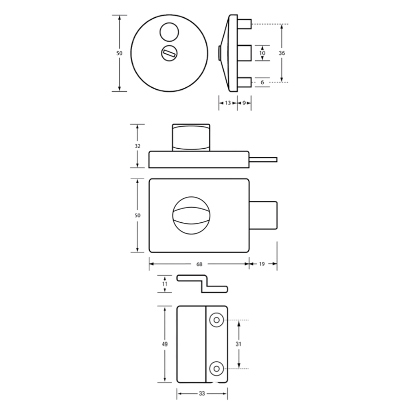 300 Lock & Indicator Set in Satin Chrome Plate - 300_LOCK_SCP