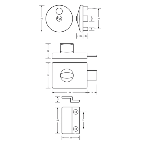 300 Lock & Indicator Set in Satin Chrome Plate - 300_LOCK_SCP