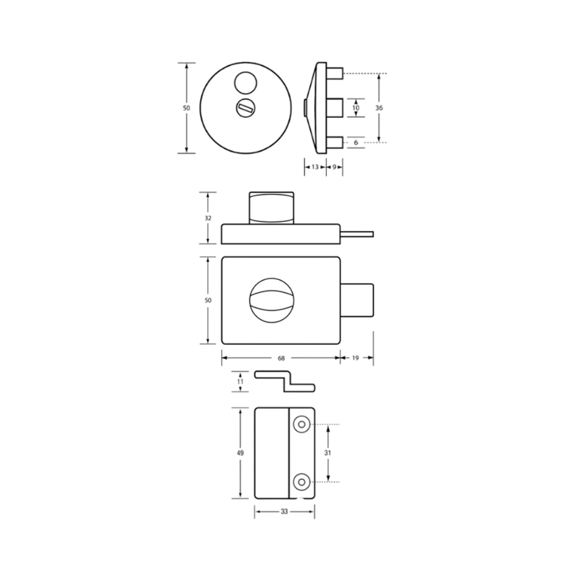 300 Lock & Indicator Set in Designer Black - 300_LOCK_DESIGNER