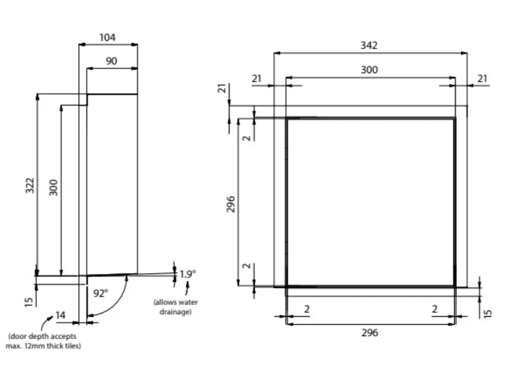 Concealed Stainless Steel Shower Wall Niche - Various Sizes