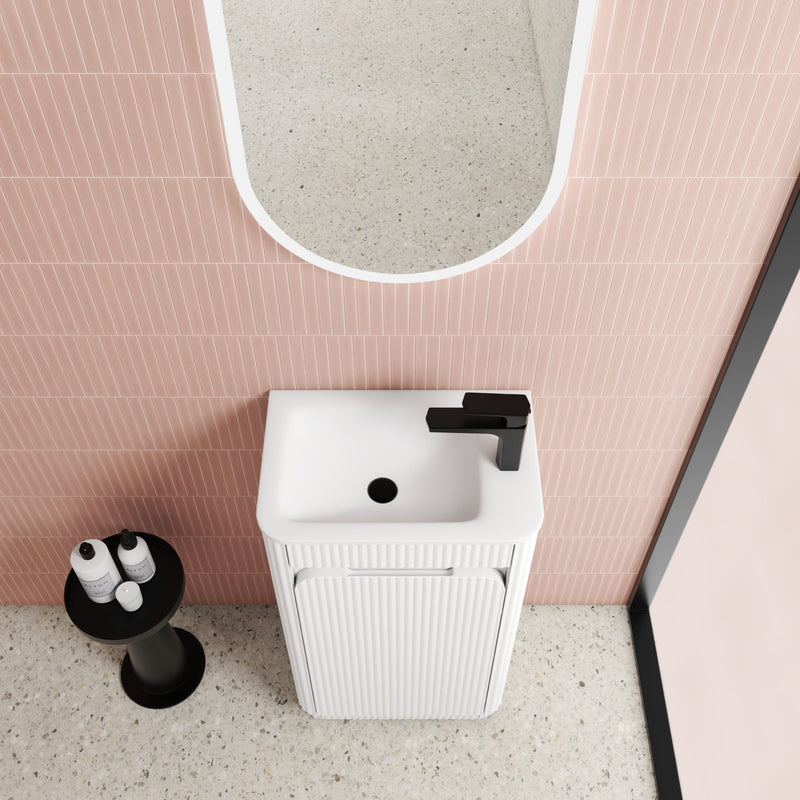 BV91 Compact Fluted Floor Mounted Ensuite Vanity 450x295mm - Various Colours