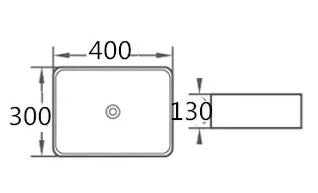 Vela Rectangle Above Counter Ceramic Basin 400x300mm - Gloss White
