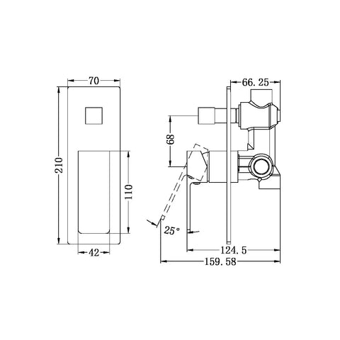 SMD03 Square Shower / Bath Mixer with Diverter - Various Colours