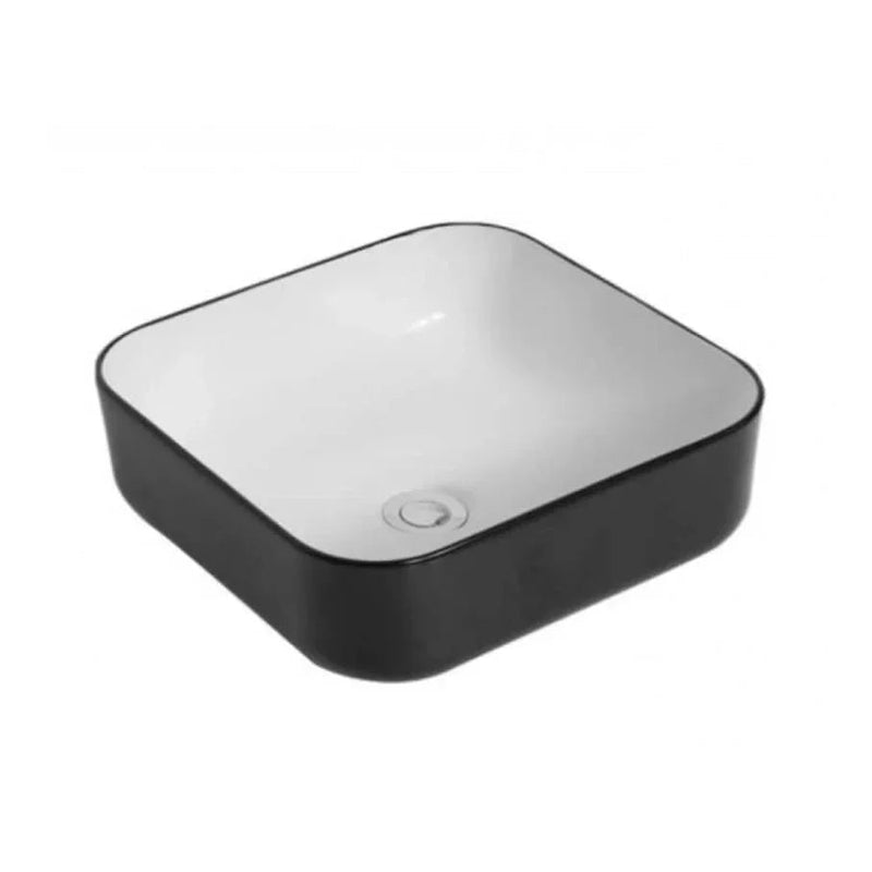 Keystone Black Out & White In Counter Top Ceramic Basin 385x385mm