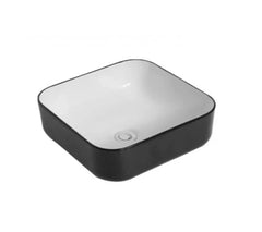 Keystone Black Out & White In Counter Top Ceramic Basin 385x385mm