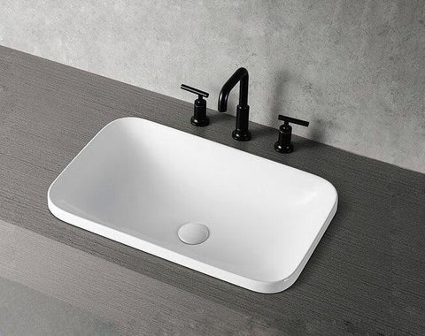 Phoenix Rectangle Semi-Inset Ceramic Basin 500x380mm / 600x380mm - Gloss White