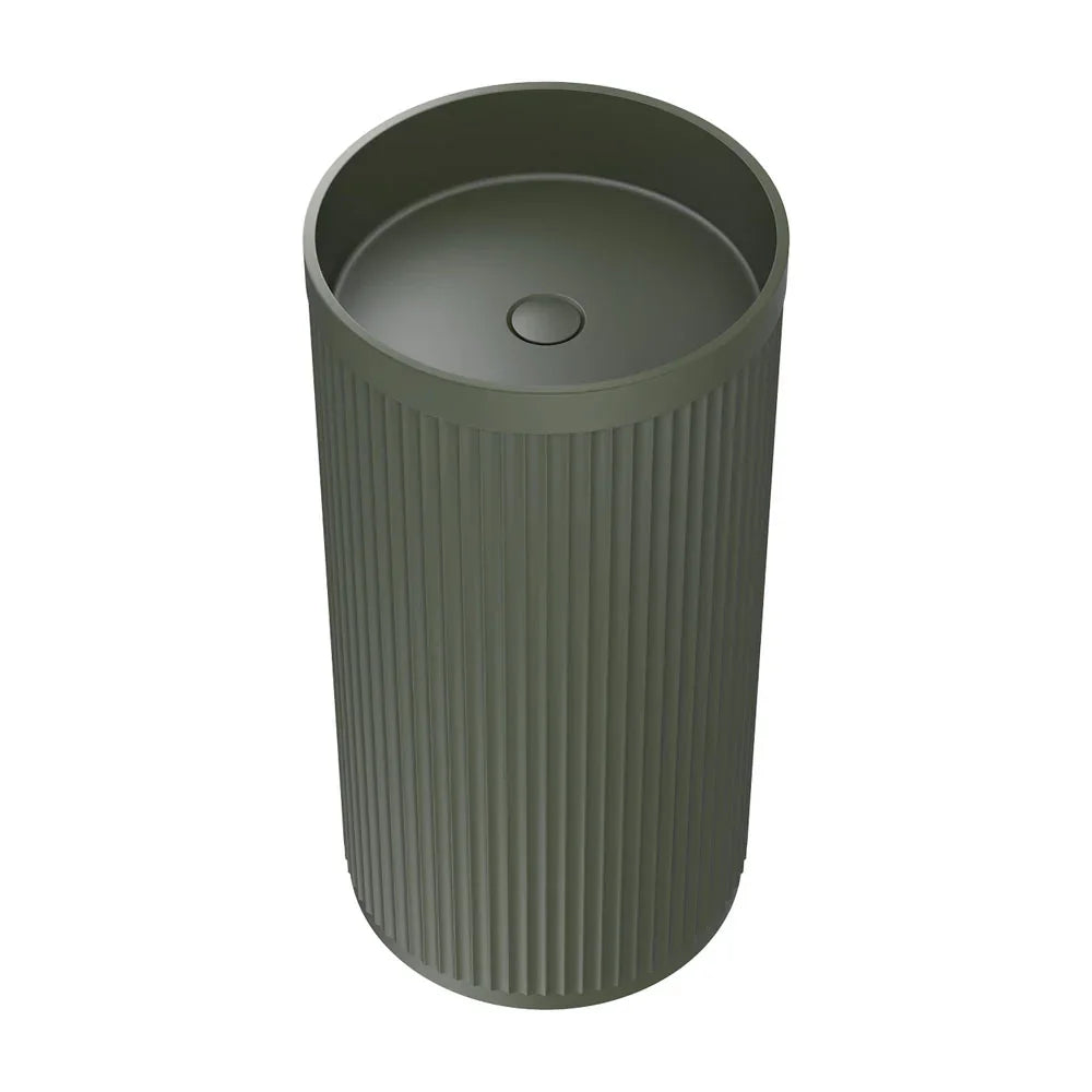 Corallo Fluted Matte White Solid Surface Freestanding Basin 450x450mm - Various Colours
