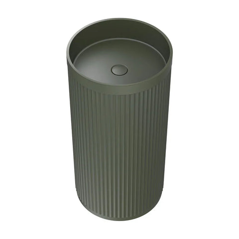 Corallo Fluted Matte White Solid Surface Freestanding Basin 450x450mm - Various Colours