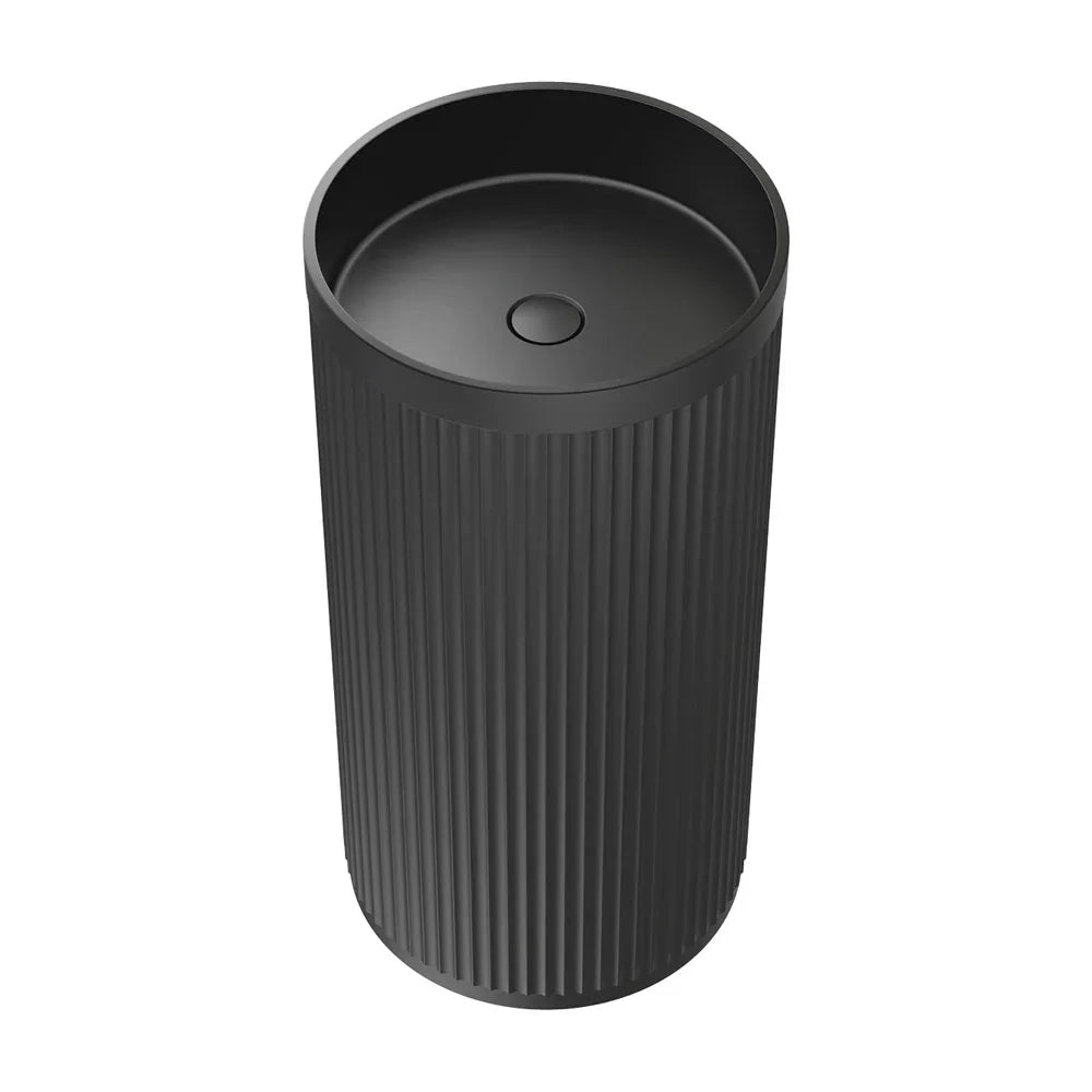 Corallo Fluted Matte White Solid Surface Freestanding Basin 450x450mm - Various Colours
