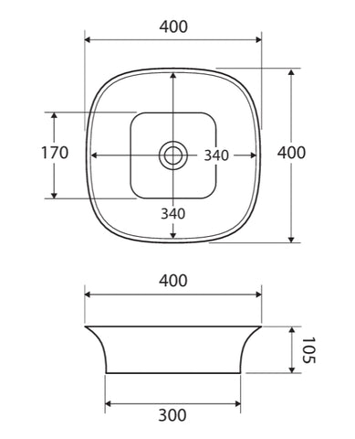 Chloe Above Counter Ceramic Basin 400x400mm - Gloss White (Floor Display Clearance)