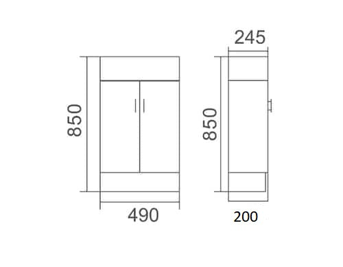 Compact Freestanding Vanity 500x250mm - White (Stock Clearance)