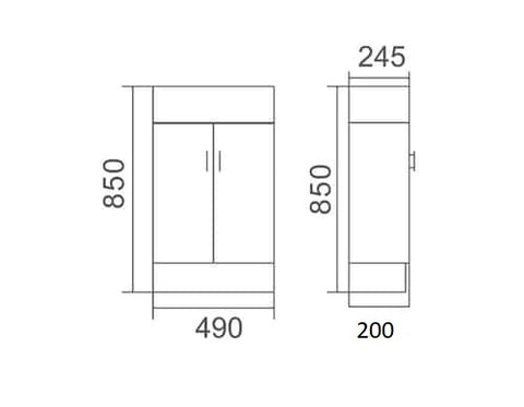 Compact Freestanding Vanity 500x250mm - White (Stock Clearance)