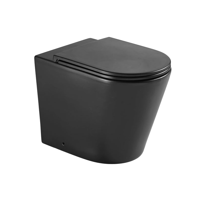 Raised Height Tornado Rimless Flush Floor Mount Pan with Soft Close Seat - Matte Black (4 Star)