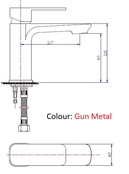 BM05 Bench Mount Soft Square Basin Mixer - Various Colours