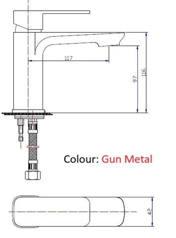 BM05 Bench Mount Soft Square Basin Mixer - Various Colours