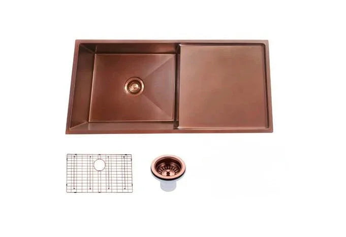 Single Bowl with Drainer Topmount/Undermount Kitchen Sink 960x450mm - Various Colours