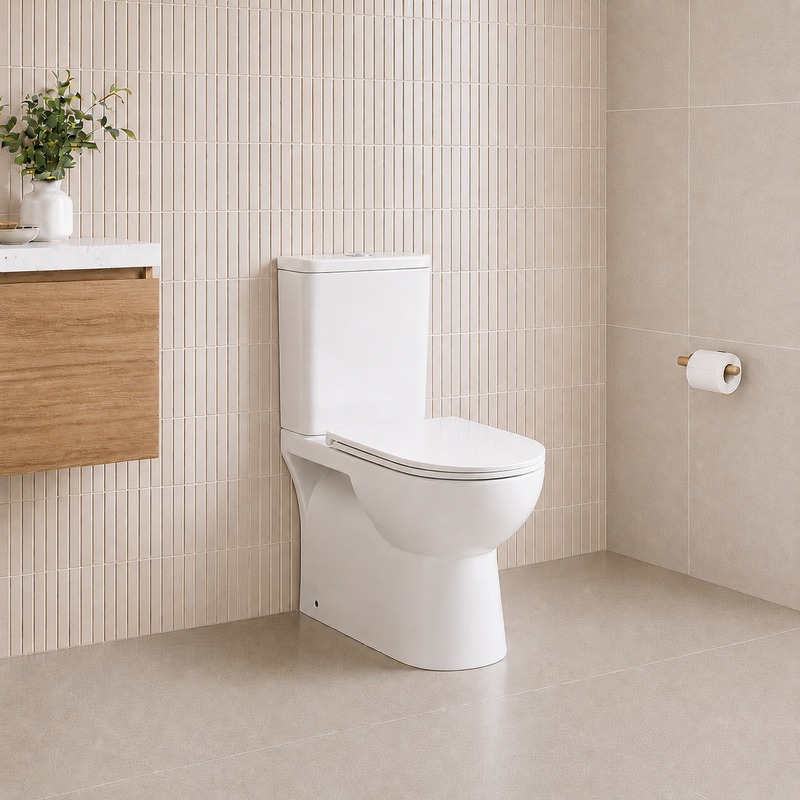 Max Back to Wall Rimless Flush Toilet Suite with Soft Close Seat - White (4 Star)