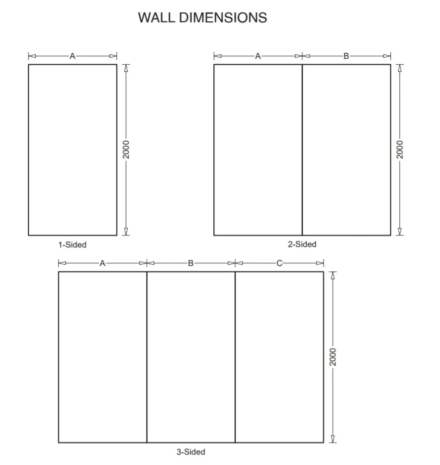 Two-Sided / Three Sided Acrylic Shower Wall Liner  - White