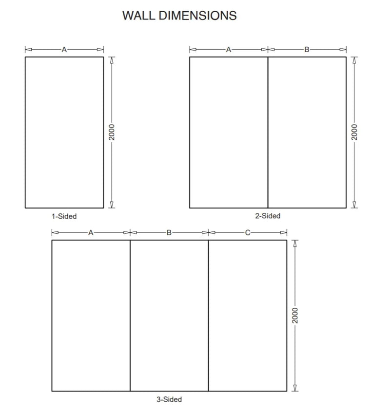 Two-Sided / Three Sided Acrylic Shower Wall Liner  - White