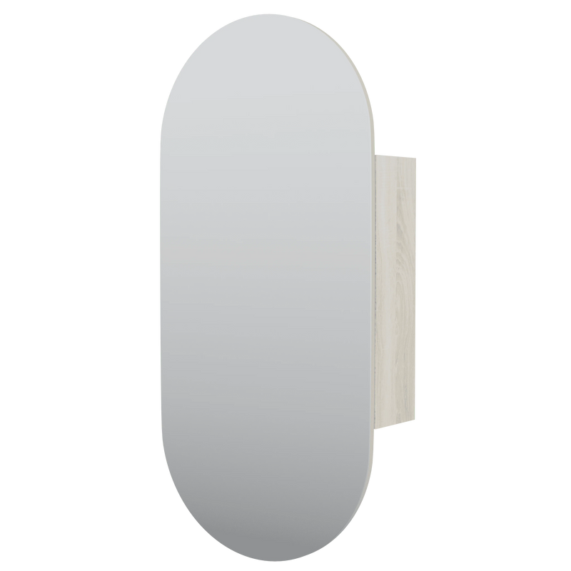 Pill Shape Mirror Cabinet Pencil Edge 450x900mm - Matte White / Matte Black / Woodgrain