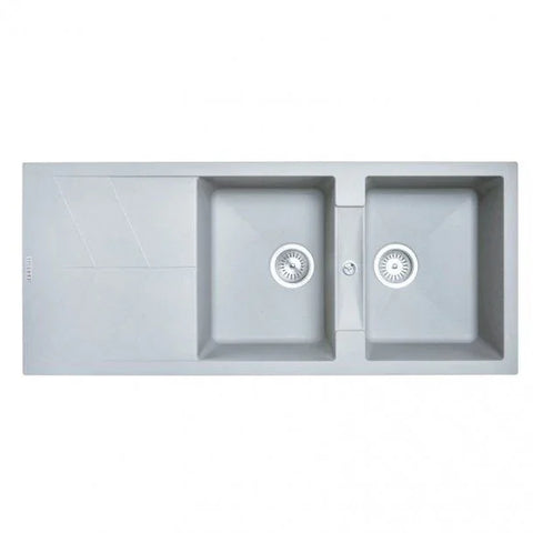 Granite Black Double Bowls with Drainer Topmount Kitchen Sink 1160x500mm - Various Colours