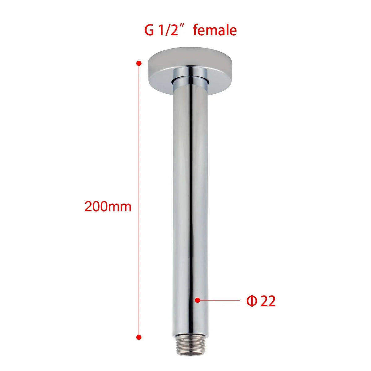Round Shower Dropper / Ceiling Arm - Various Colours & Lengths