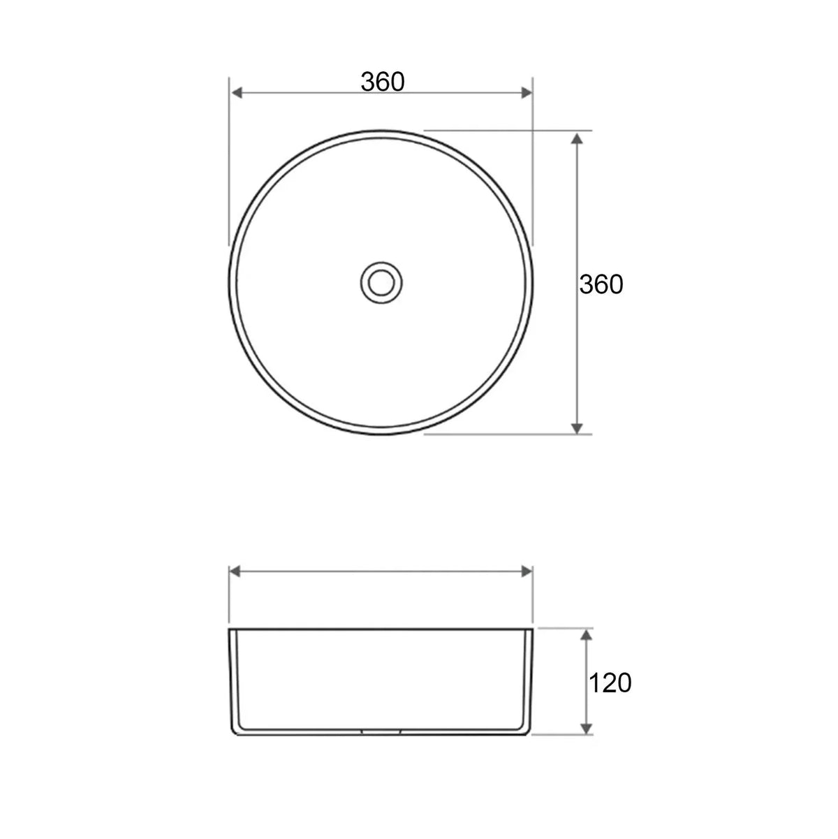Halo Round Carrara Counter Top Basin Ceramic Basin 360x360mm