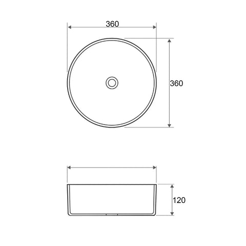 Halo Round Carrara Counter Top Basin Ceramic Basin 360x360mm