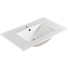 Gloss White Rectangular Bowl 465mm Depth Ceramic Vanity Top - Various Sizes