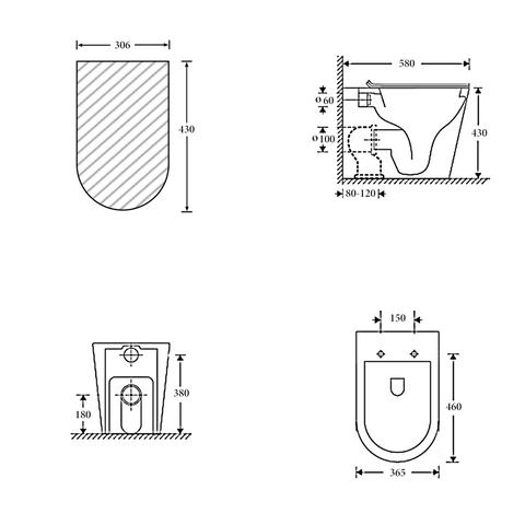 Geberit In Wall Package - Tornado Rimless Floor Pan, Inwall Cistern and Button