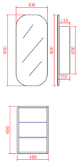Soft Square Mirror Cabinet Pencil Edge 600x900mm - White (Floor Display Clearance)