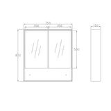 Mirror Cabinet with Open Shelf Pencil Edge - 600/750/900/1200x800mm - Various Colours