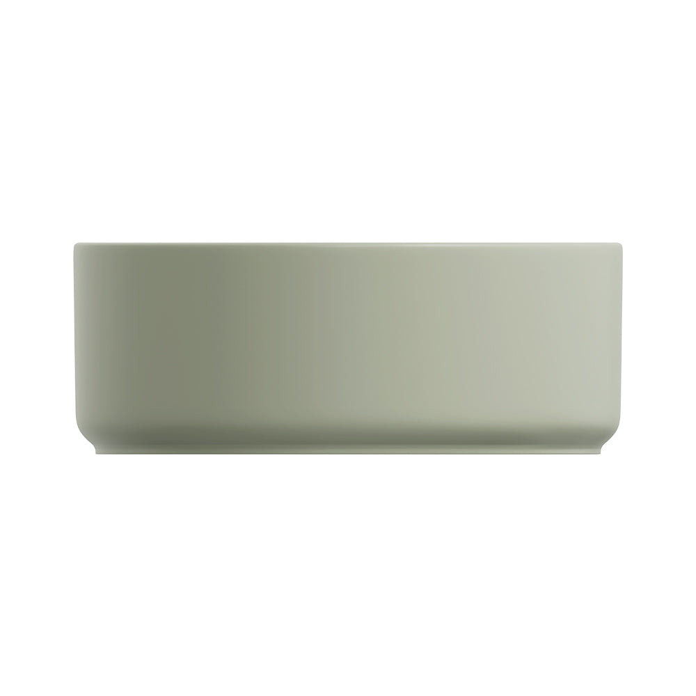 Tide Round Counter Top Ceramic Basin with Overflow 360x360mm - Matte Olive (Stock Clearance)